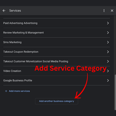 Add Business Category Button Desktop