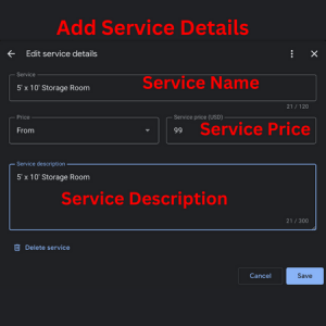 Add Service Details Desktop