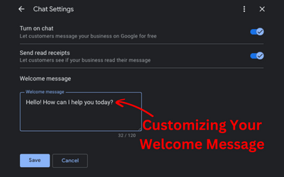 Chat Welcome Message