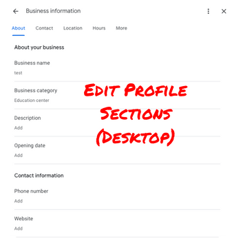 Edit Profile Detail Sections Desktop