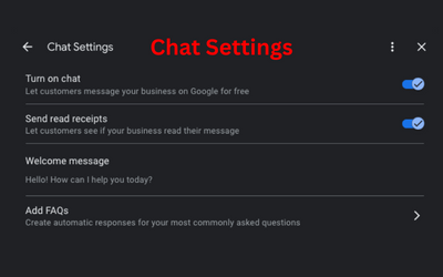 Google Business Profile Chat Settings