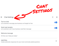 Google Business Profile Chat Settings wht