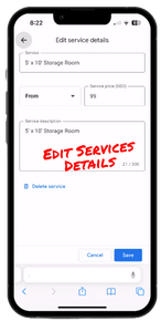 Google Business Profile Edit Services Details on Mobile