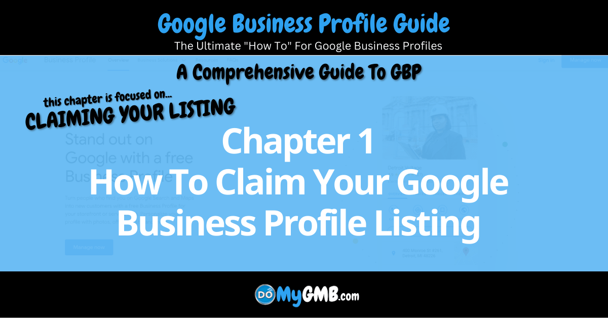 Google Business Profile Guide Chapter 1 How To Claim Your Google Business Profile Listing