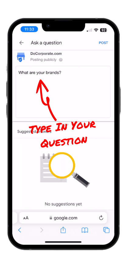 Google Business Profile Mobile Type In Your Question