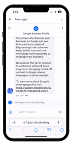 Google Business Profile Mobile Message Chat