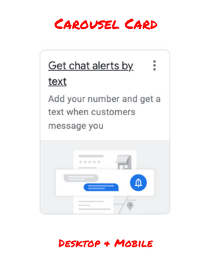 Get chat alerts by text carousel card